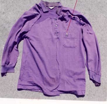 長袖紫色ポロシャツ